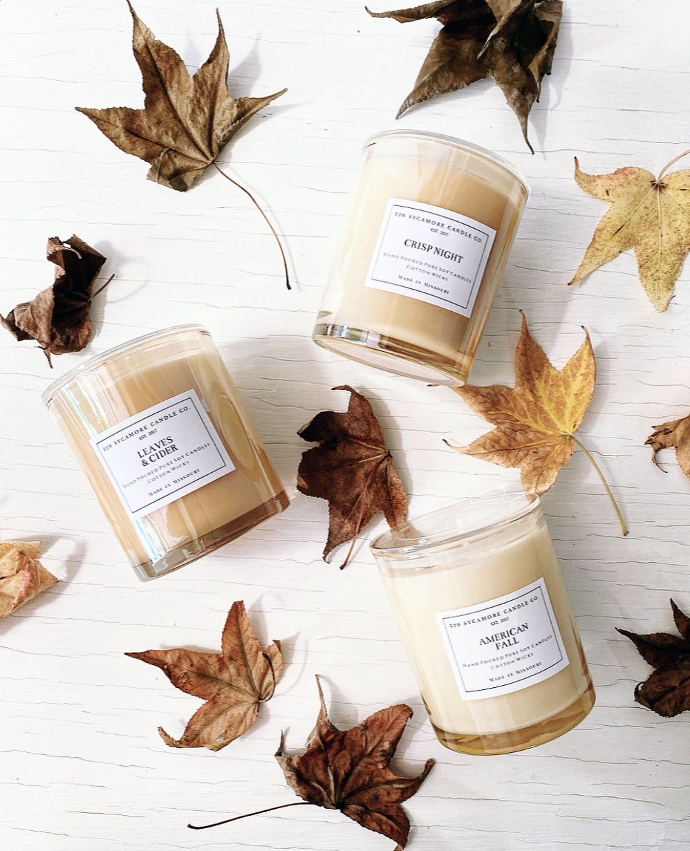 Champagne Colored Glass Pure Soy Candles with Cotton Wick