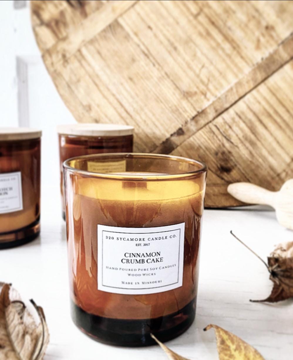 14 oz. Amber Wood Wick Hand Poured Pure Soy Candles