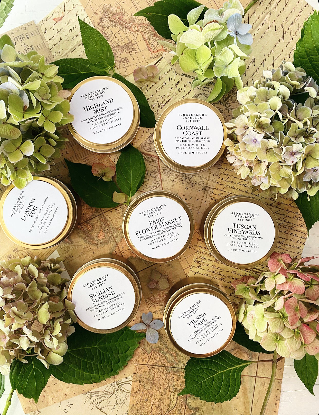 Passport Collection 5 oz. Gold Candle Tins